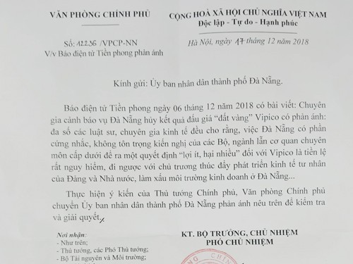 Chính phủ chỉ đạo xác minh vụ hủy kết quả đấu giá 'đất vàng' Vipico ảnh 1