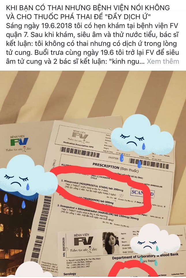 Bệnh viện FV bị tố cấp thuốc phá thai cho bệnh nhân mang thai ảnh 1