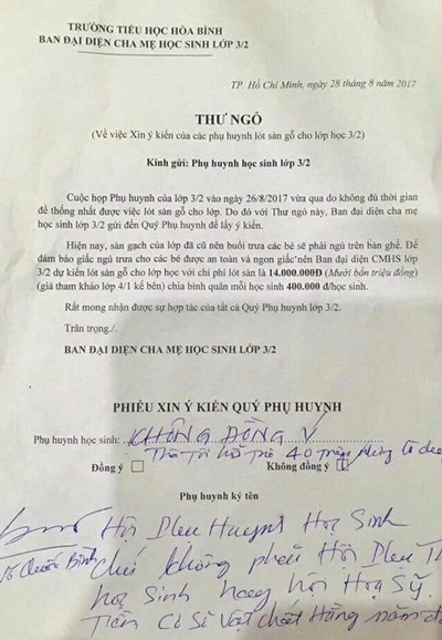 Phụ huynh gửi đơn lên Chính phủ kiến nghị giải tán... Hội phụ huynh ảnh 1