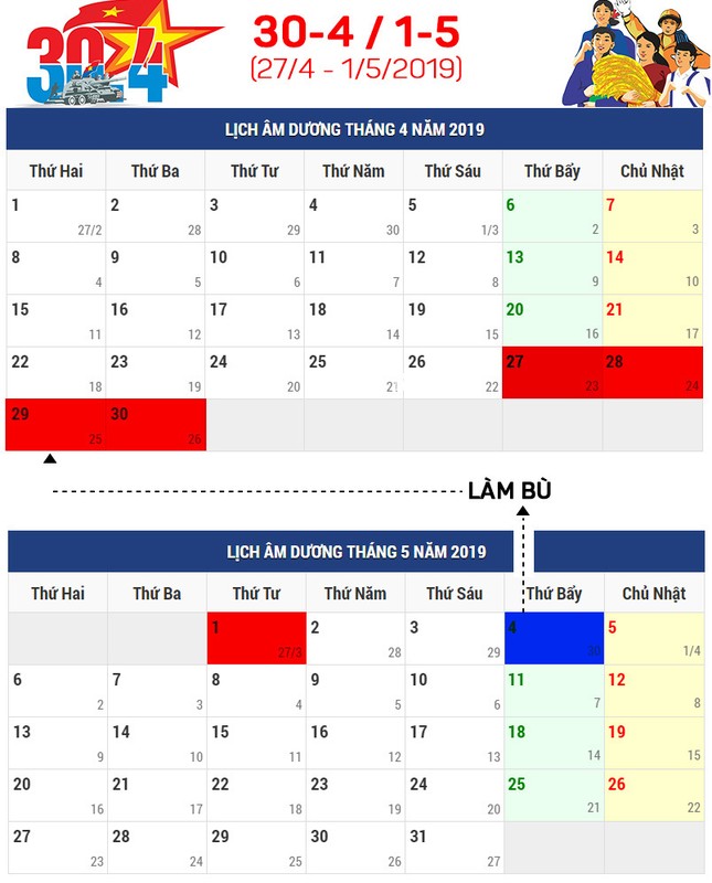 Giỗ tổ Hùng Vương và lễ 30/4 - 1/5 được nghỉ như thế nào? ảnh 1