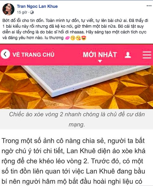 Lan Khuê phản pháo hài hước mà sâu cay khi bị đồn 'cưới chạy bầu' ảnh 1