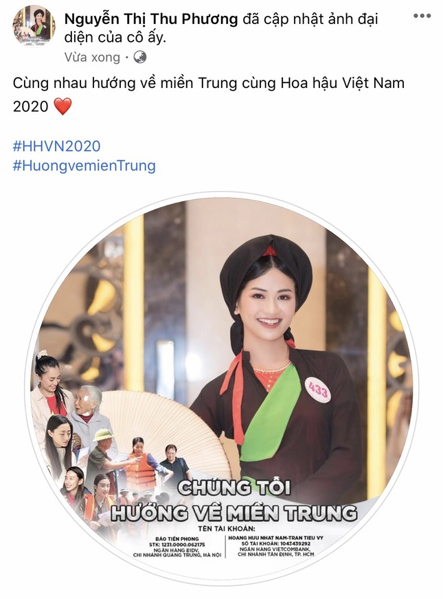Thí sinh HHVN 2020 chia sẻ đầy xúc động, đồng loạt thay avatar hướng về miền Trung ảnh 9