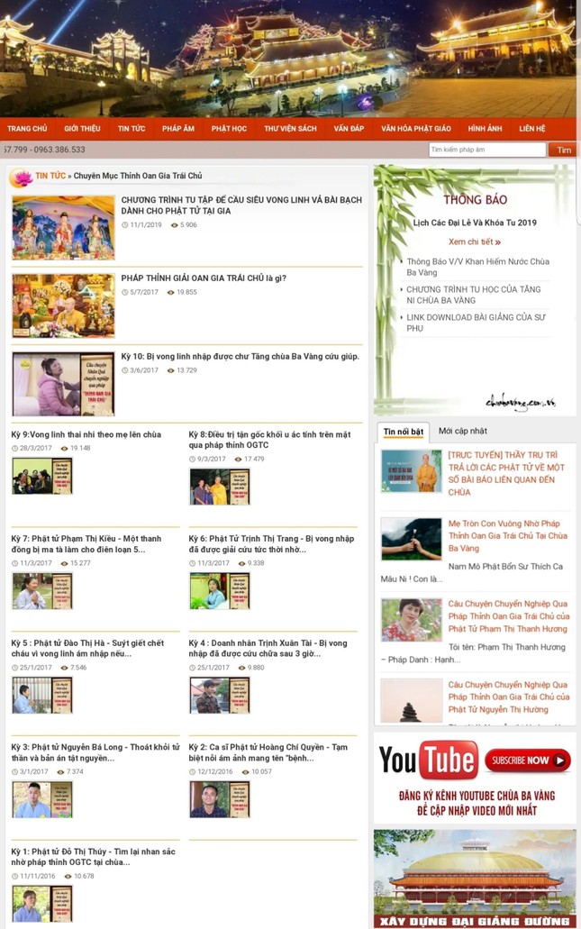 Dừng hoạt động trang web của chùa Ba Vàng, sư trụ trì và bà Yến ảnh 1