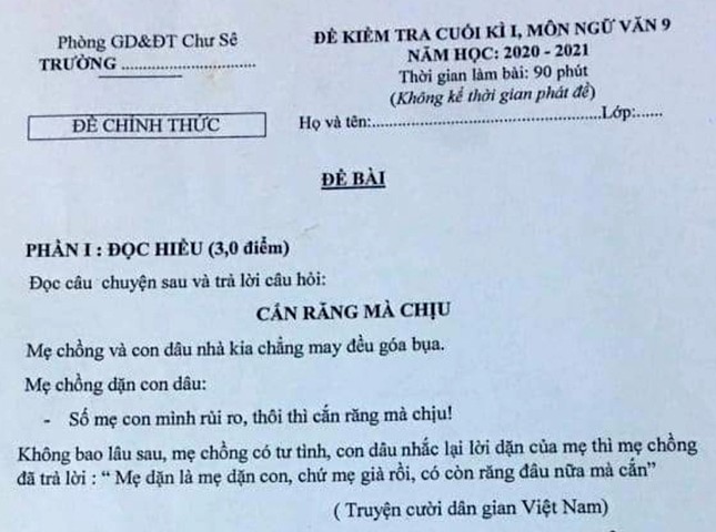 Giáo viên ở Gia Lai ra đề Ngữ văn có nội dung nhạy cảm ảnh 1
