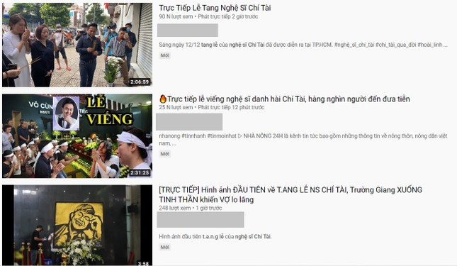 Hàng loạt Youtuber giả trực tiếp đám tang nghệ sĩ Chí Tài để câu view trục lợi ảnh 2
