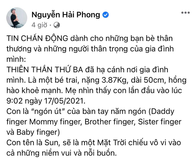 Nhạc sĩ Nguyễn Hải Phong khoe con trai út mới chào đời ảnh 2