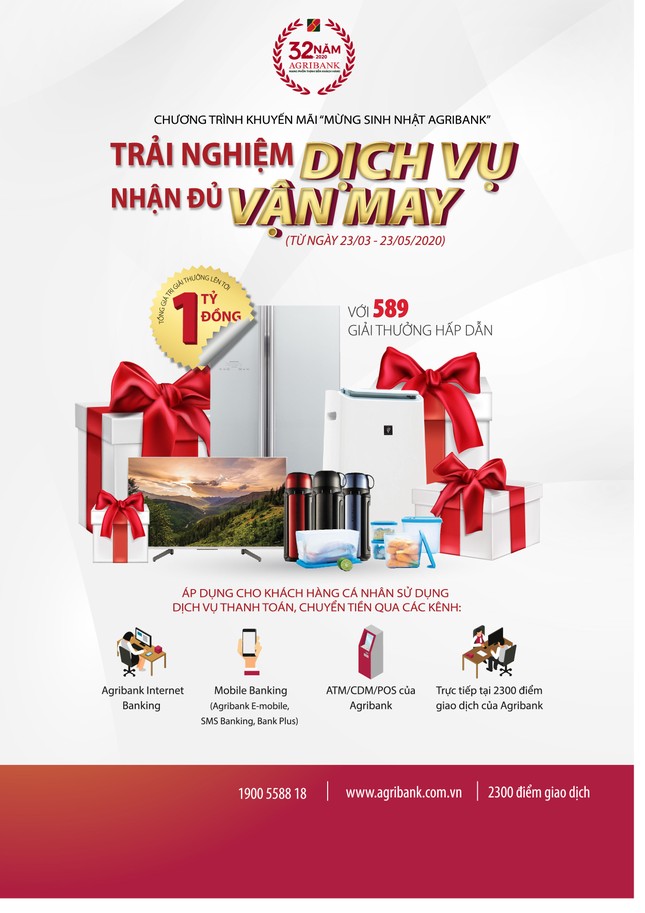 Khuyến mại mừng sinh nhật tại các điểm giao dịch Agribank Đồng Nai từ 23/3-23/5 ảnh 1