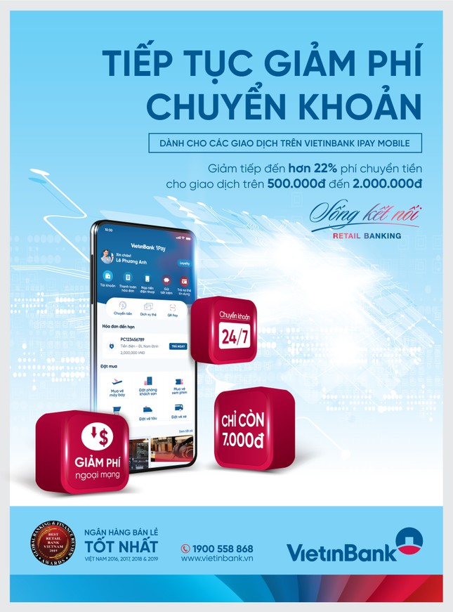 VietinBank tiếp tục giảm phí chuyển khoản liên ngân hàng 24/7 ảnh 1