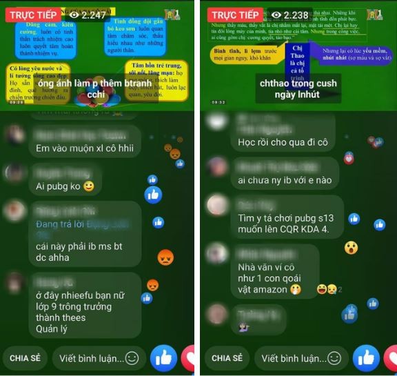 Nhiều bình luận “thả thính” tìm người yêu, trêu chọc giáo viên dưới bài giảng livestream ảnh 1