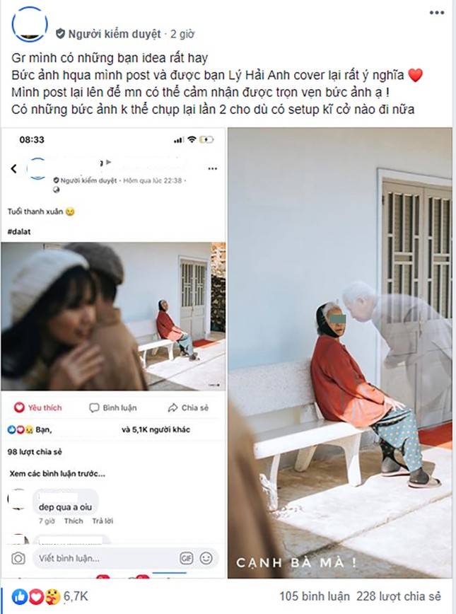 Bức ảnh “Bà ơi... Tôi vẫn luôn cạnh bên bà mà!” gây nhiều tranh cãi trên mạng xã hội ảnh 1