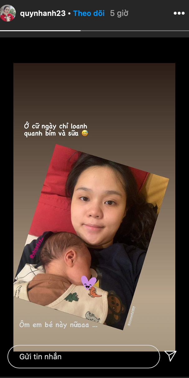 “Công chúa béo” Quỳnh Anh khoe mặt mộc sau khi sinh, lập hẳn Instagram cho bé Ú ảnh 1