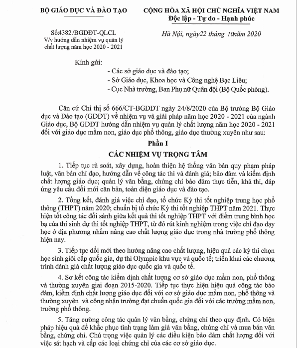 Bộ GD&ĐT chính thức phê duyệt phương án thi tốt nghiệp THPT cho năm 2021 ảnh 1