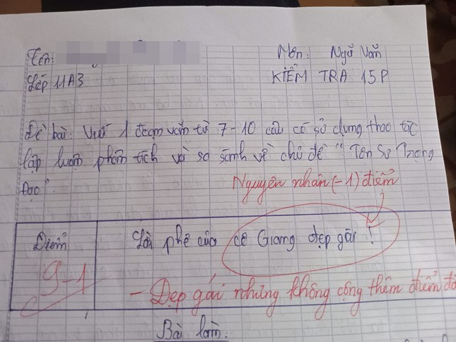 Học trò công khai “nịnh” cô giáo trong bài kiểm tra, ai ngờ nhận về câu trả lời cực “phũ“ ảnh 1