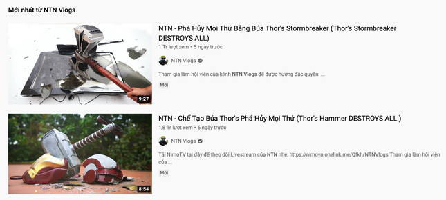 YouTuber NTN tiếp tục thực hiện clip dân mạng cho là “vô bổ“: Làm búa Thor phá huỷ mọi thứ ảnh 1