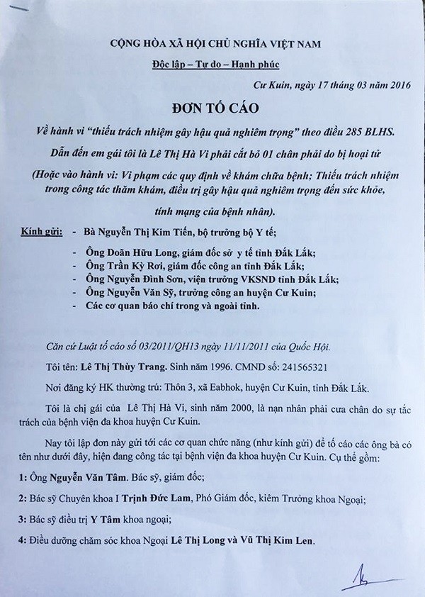 Sở Y tế Đắk Lắk xin lỗi vắng mặt nữ sinh bị cưa chân oan ảnh 2