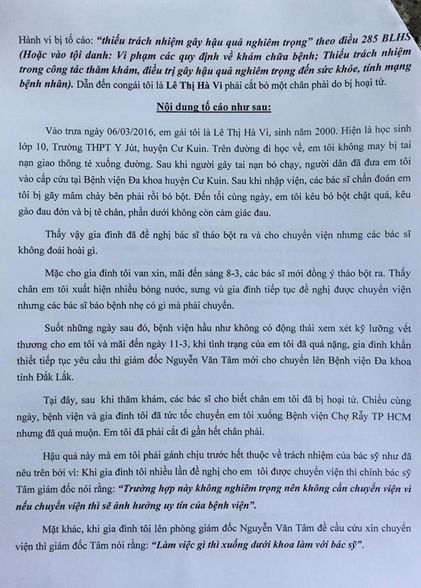 Sở Y tế Đắk Lắk xin lỗi vắng mặt nữ sinh bị cưa chân oan ảnh 3