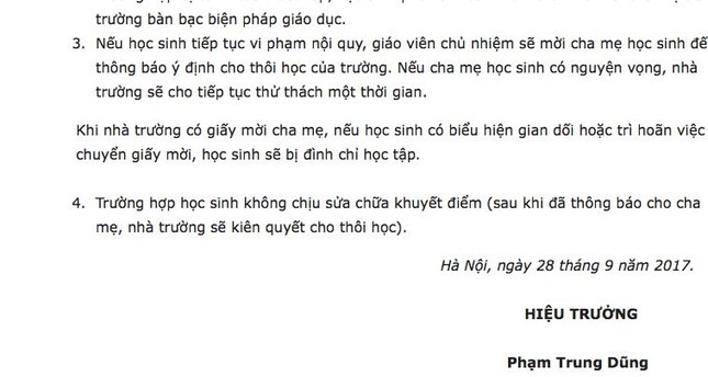 Bản nội quy 'rắn' của trường Lương Thế Vinh ảnh 2