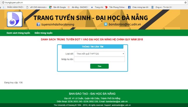 ĐH Đà Nẵng công bố điểm trúng tuyển năm 2018 ảnh 4