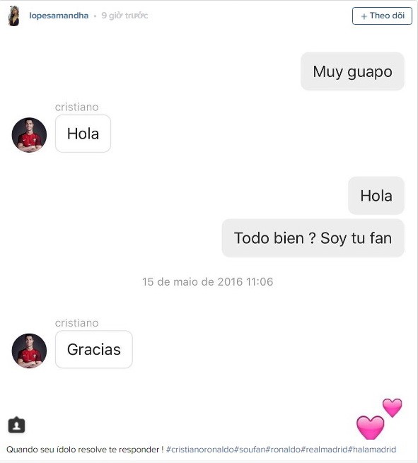 Nữ sinh bất ngờ nổi như cồn nhờ đoạn chat với Ronaldo ảnh 1