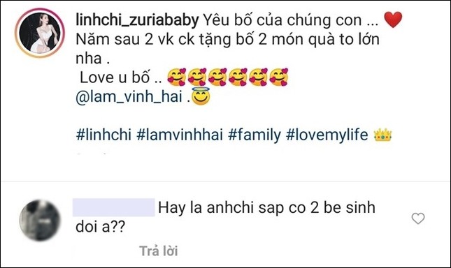 Linh Chi úp mở “hai món quà” tặng Lâm Vinh Hải, netizen đồn đoán “đang mang thai đôi“? ảnh 2
