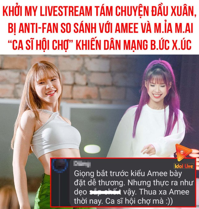 Anti-fan tiếp tục cố tình gây hấn gọi Khởi My là “ca sĩ hội chợ”, giọng hát bắt chước AMEE ảnh 1