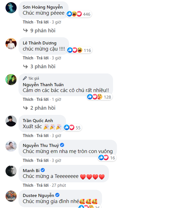 JustaTee thông báo bà xã Trâm Anh “vượt cạn” thành công, hàng loạt sao Việt gửi lời chúc mừng ảnh 2