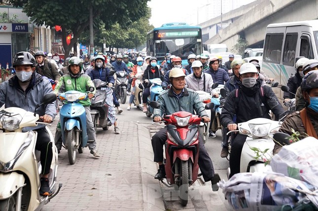 Người dân chở đào, quất về quê đón Tết, đường phố Hà Nội tê liệt ảnh 6