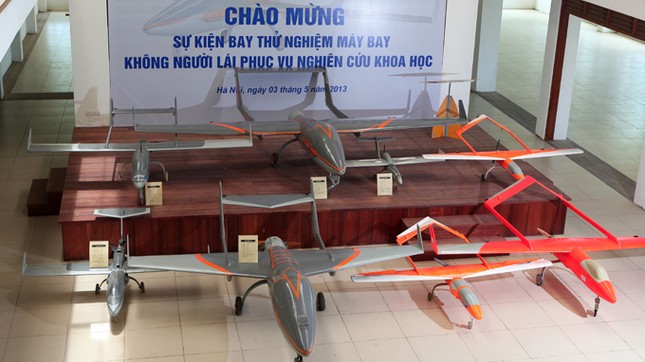 Các mẫu UAV do Viện Công Nghệ không gian chế tạo - Ảnh: Việt Dũng - Viện Công nghệ không gian cung cấp