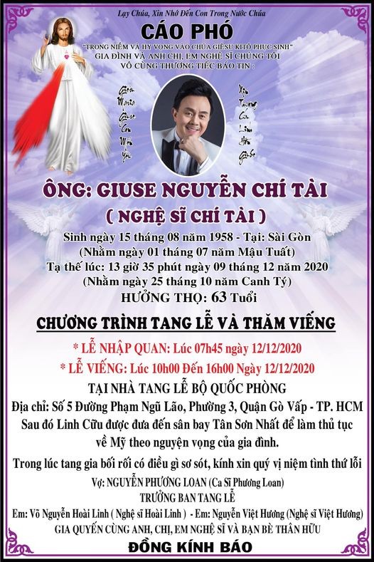 Thay đổi giờ viếng nghệ sĩ Chí Tài ảnh 1