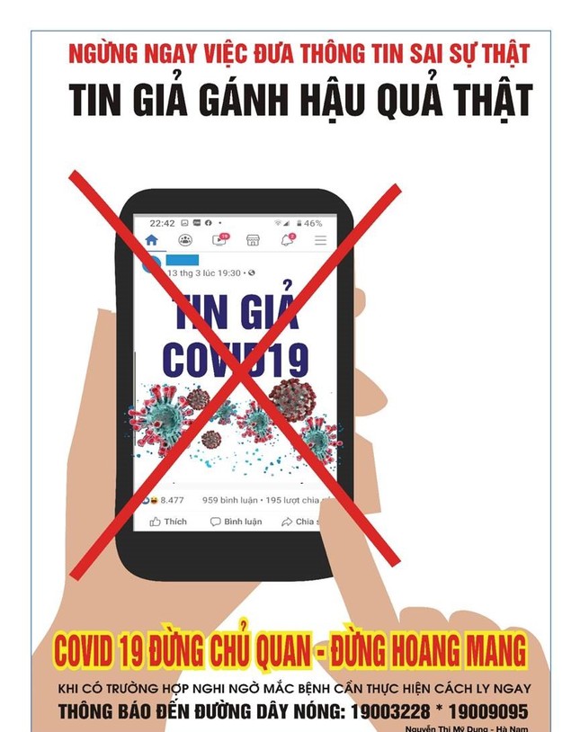 Tung tranh cổ động chống tin giả, cổ vũ đeo khẩu trang chống COVID-19 ảnh 3