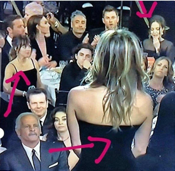 Sao nữ ’50 sắc thái’ lén nhìn Angelina Jolie phớt lờ Jennifer Aniston ảnh 3
