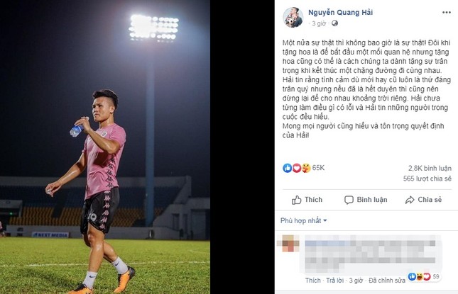 Quang Hải lên tiếng về chuyện tình cảm sau khi công khai bạn gái mới Huỳnh Anh ảnh 1