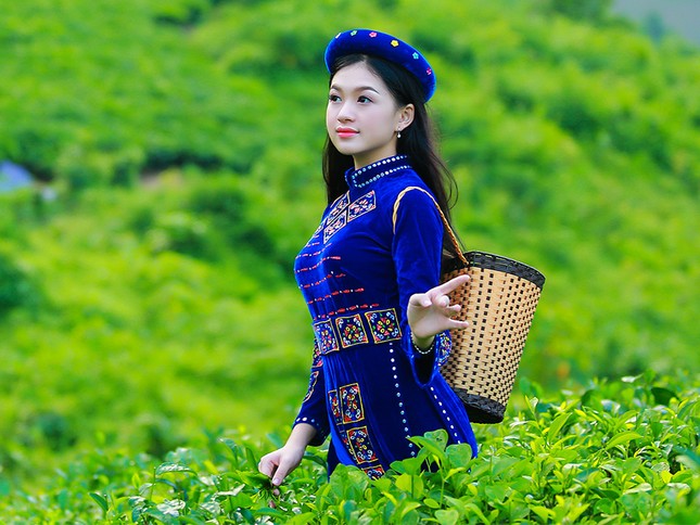 Thí sinh iMiss Thăng Long rạng rỡ sắc áo dân tộc bên đồi chè ảnh 2