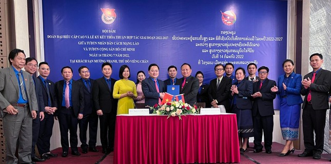 Trung ương Đoàn hai nước Việt Nam - Lào ký thỏa thuận hợp tác giai đoạn 2022 - 2027 ảnh 2