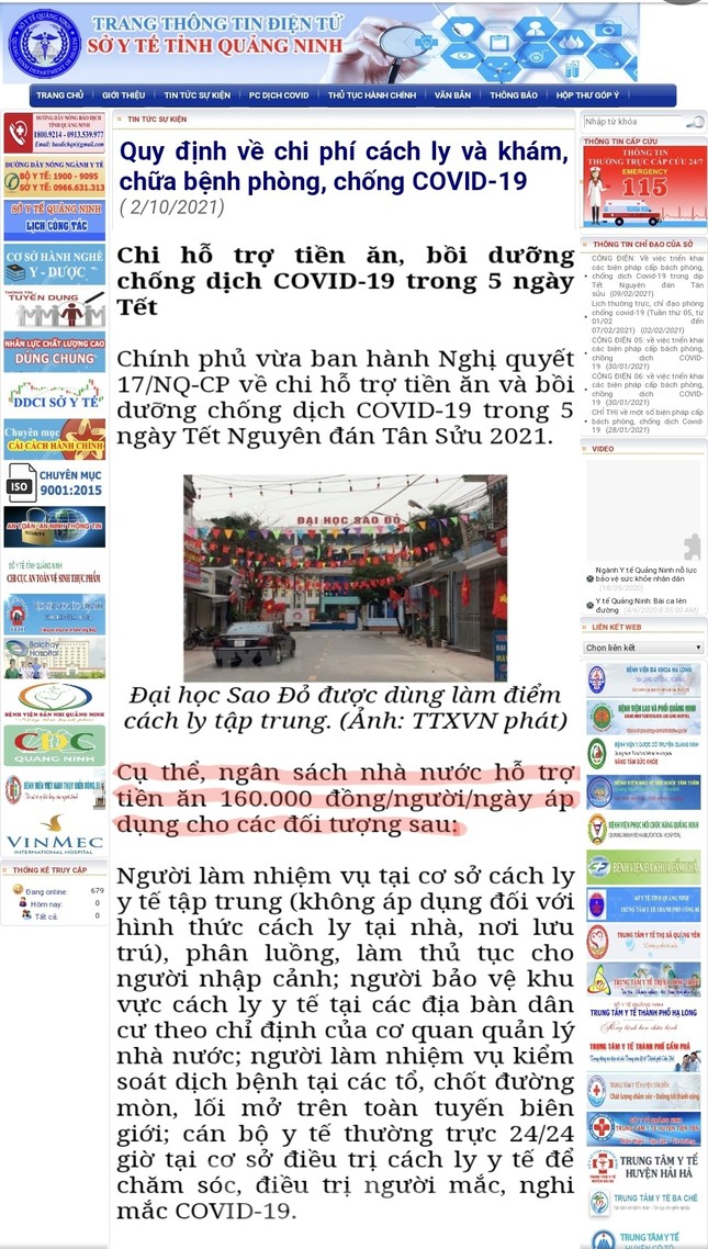 Vụ suất ăn bị 'cắt xén' trong khu cách ly: Sở Y tế Quảng Ninh áp dụng sai Nghị quyết của Chính phủ? ảnh 3