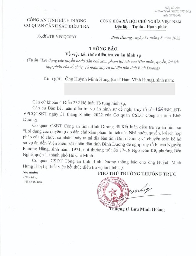 Đàm Vĩnh Hưng, Công Vinh nói gì về kết luận vụ việc liên quan bà Nguyễn Phương Hằng? ảnh 1