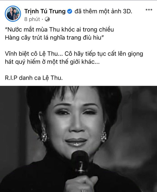 Nghệ sĩ Việt nghẹn ngào vĩnh biệt danh ca Lệ Thu: 'Mùa Thu đã tắt! ảnh 4