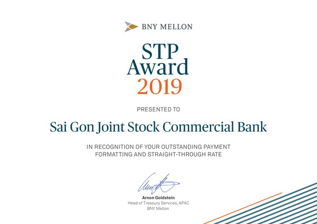 SCB vinh dự nhận giải thưởng STP Award của Bank Of New York Mellon ảnh 1