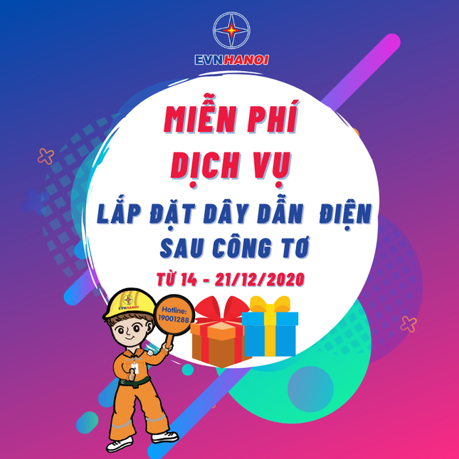 EVN HANOI: Miễn phí dịch vụ lắp đặt dây dẫn điện sau công tơ trong tháng tri ân khách hàng ảnh 1