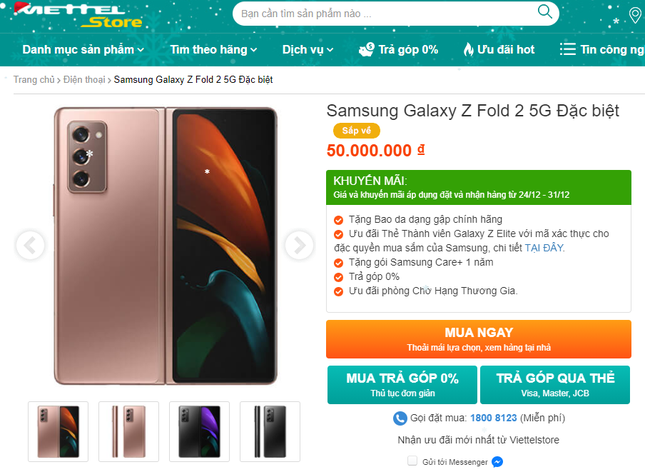 Đã có thể đặt trước Galaxy Z Fold 2 5G bản đặc biệt tại Viettel Store ảnh 1