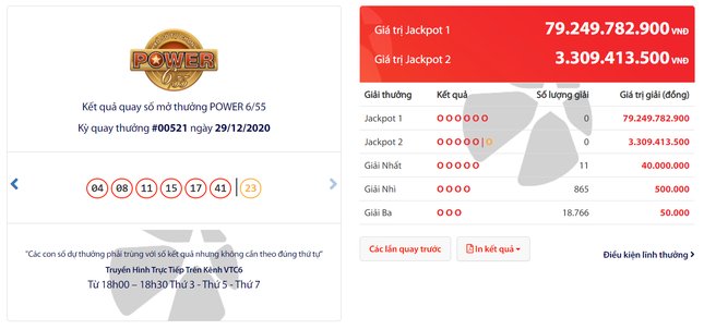 Jackpot Power 6/55 – ngưỡng 80 tỷ tìm chủ nhân ảnh 1