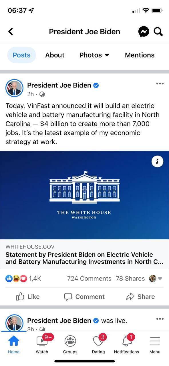 Vì sao Tổng thống Mỹ 'đăng tus' về VinFast? ảnh 1