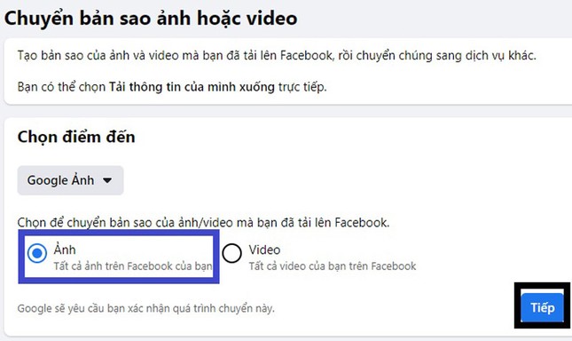 Hướng dẫn chuyển hình ảnh từ Facebook sang Google Photos ảnh 6