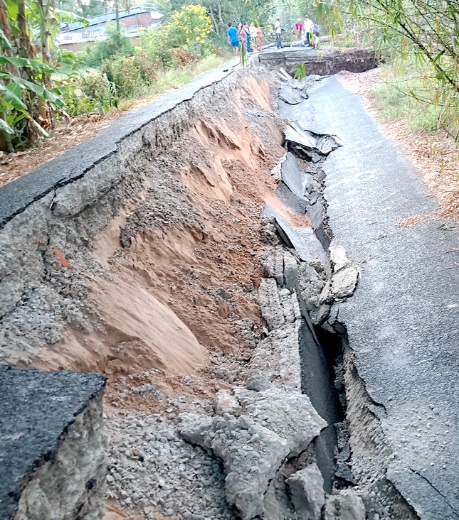 Đê biển Tây Cà Mau sụp lún kéo dài ảnh 4