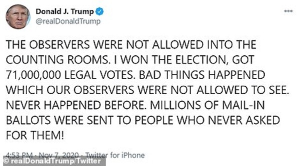 Sau khi có kết quả bầu cử 2020, những câu tweet đầu tiên của ông Biden và ông Trump là gì? ảnh 3