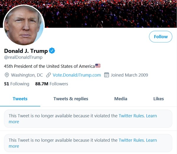 Tổng thống Trump chưa hết nhiệm kỳ, Twitter đã ra tay xóa bài đăng, khóa tài khoản của ông ảnh 1
