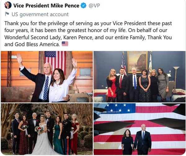 Phó Tổng thống Mike Pence đăng lời nhắn tạm biệt, mọi người nhận ngay ra điều khác thường ảnh 1
