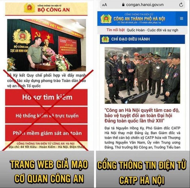 Tin tặc gắn mã độc vào trang web giả mạo Cổng thông tin của Công an Hà Nội ảnh 1
