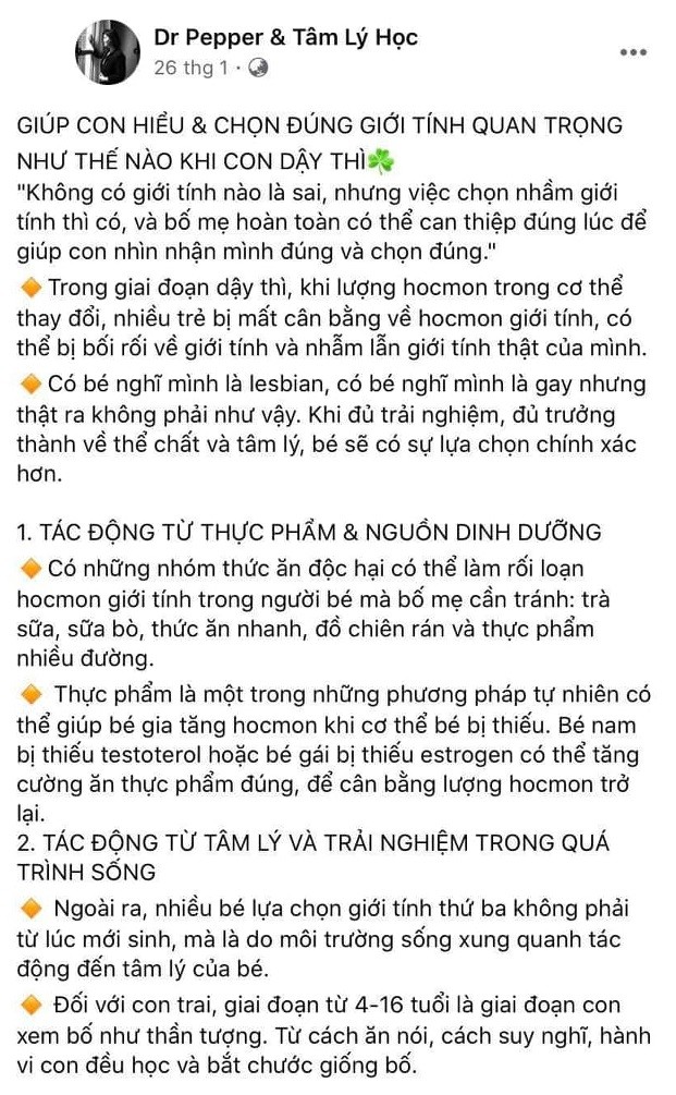 Tiến sĩ tâm lý Dr Pepper gây tranh cãi với phát ngôn “Uống trà sữa có thể gây đồng tính“ ảnh 2