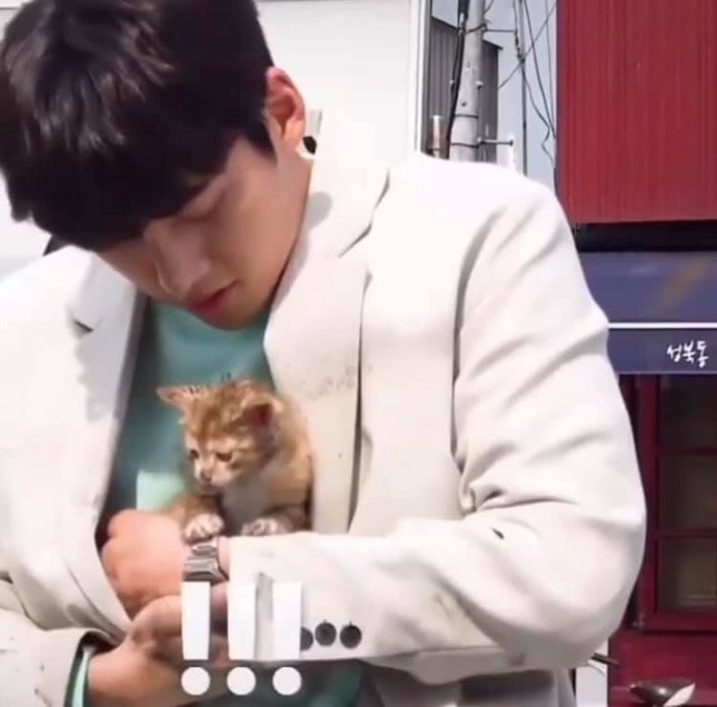 Dù mặc cả cây vest trắng, Ji Chang Wook không ngại lật tung nắp cống để cứu bé mèo ảnh 4